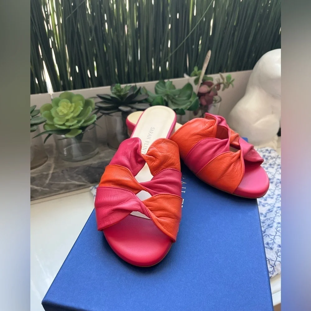 NIB Sarah Flint Arabesque Slide Positano Pink Leather Sandals IT 36 US 6